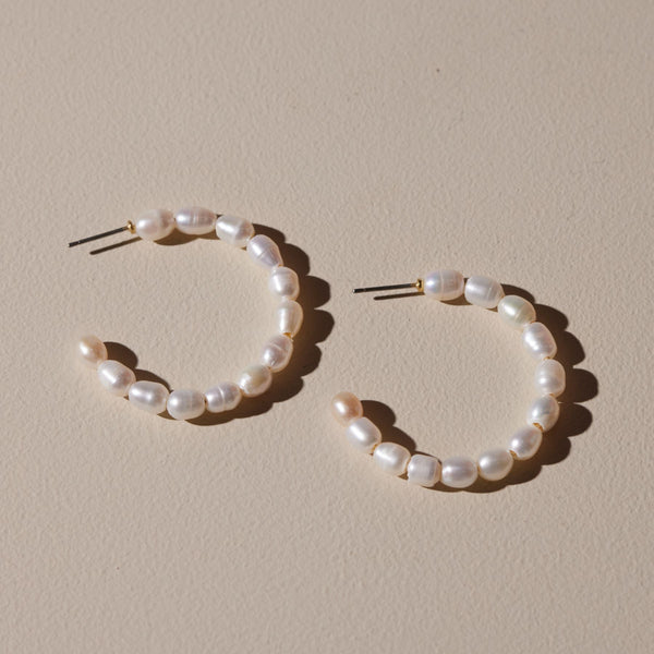 Erin Cole Bridal Jewelry | Flower & Pearl Hoop Earrings